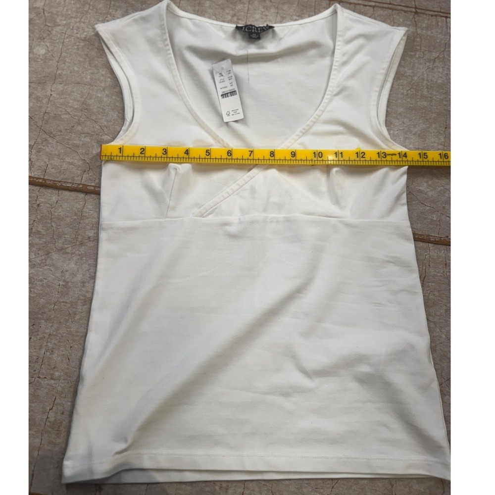 J.Crew Top XS Sleeveless Wrap White Stretch Knit NWT Blouse Shirt‎ Top Tee - Picture 8 of 9